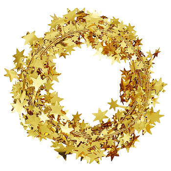4Pcs PVC Sparkly Star Metallic Garland with Iron Wire, for Christmas Tree Party Decoration, Gold, 7500x1mm