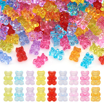 Pandahall 200Pcs Transparent Acrylic Beads, Bear, Mixed Color, 12x8x6mm, Hole: 1.6mm