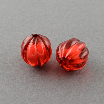 Transparent Acrylic Beads, Bead in Bead, Round, Pumpkin, FireBrick, 22mm, Hole: 3mm, about 140pcs/500g