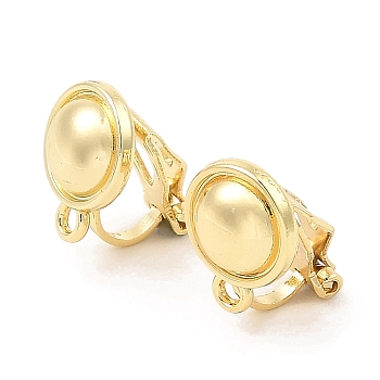 Alloy Clip-on Earring Findings, with Horizontal Loops, for Non-pierced Ears, Flat Round, Golden, 14.5x10x13mm, Hole: 1.6mm
