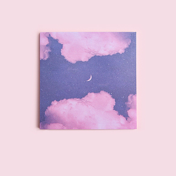 Cute Sky Pattern Memo Pad Sticky Notes, Sticker Tabs, for Office School Reading, Square, Indigo, 80x80x7mm, 80sheets/pc
