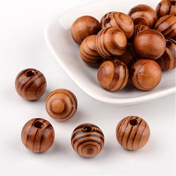 Round Natural Wood Beads, Lead Free, Burlywood, 16x15mm, Hole: 4mm