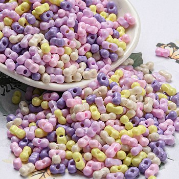 Opaque Baking Paint Glass Seed Beads, Peanut, Medium Purple, 6x3x3mm, Hole: 1.2mm, about 4000pcs/pound