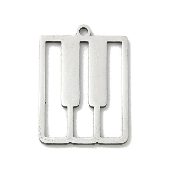201 Stainless Steel Pendants, Piano Key Charms, Stainless Steel Color, 21x15x1mm, Hole: 1.4mm