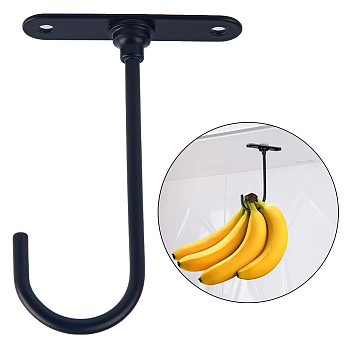 Iron Hook Hangers, Wall Mounted Hooks, Electrophoresis Black, 112x81x16.5mm, Hole: 5mm