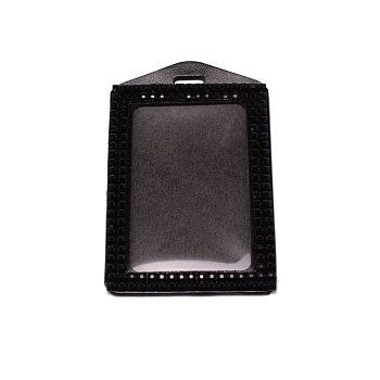 Rectangle Fiber ID Card Holder, with Resin Rhinestone, for Business Id Card , Black, 112x72x5mm, Hole: 13x4mm