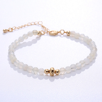 Synthetic Sunstone Round Beaded Bracelet