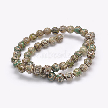 Brins de perles d'agate dzi tibétaine naturelle à 3 œil(G-F354-05)-2