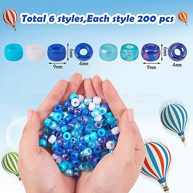 1200Pcs 2 Style 3 Colors Mixed Effect Acrylic European Beads(OACR-SZ0001-28)-2