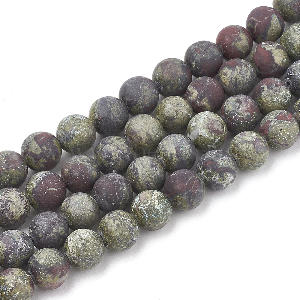 Natural Dragon Blood Stone Beads Strands Frosted Round 12mm Hole 1 5mm About 30pcs Strand 15 5inches