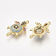 Brass Micro Pave Cubic Zirconia Links(X-ZIRC-T008-04G)-2