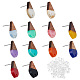 superfindings 12 paires 12 couleurs boucles d'oreilles en résine transparente et opaque et bois de noyer(RESI-FH0001-42)-1