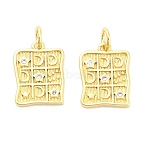 Brass Micro Pave Cubic Zirconia Pendants, Rectangle with Star Moon Charms, Long-Lasting Plated, Rack Plating, Lead Free & Cadmium Free, Ion Plating(IP), with Jump Ring, Real 18K Gold Plated, 15x11.5x1.8mm(KK-H527-29G)