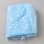 Star Pattern Nylon Fabric, for Garment Accessories, Sky Blue, 1500x0.4mm, 2m/pc(DIY-WH0308-934B)