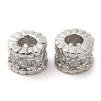 Rack Plating Brass Micro Pave Cubic Zirconia Beads, Long-Lasting Plated, Lead Free & Cadmium Free, Column, Platinum, 4x3mm, Hole: 1.6mm(KK-A186-03A-P)