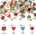 30Pcs 5 Styles Alloy Enamel Pendants, Goblet, Light Gold, Mixed Color, 17~19x9~10x1~2mm, Hole: 1.5~1.8mm(ENAM-YW0004-22)