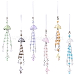6Pcs 6 Styles Transparent Acrylic with Glass Mobile Straps, Jellyfish, Mixed Color, 186mm, 1pc/style(HJEW-YW00198)