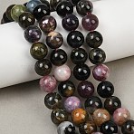 Natural Multicolor Tourmaline Beads Strands, Round, 10.5mm, Hole: 0.8~1mm, about 39pcs/strand, 15.63~15.75''(39.7~40cm)(G-F824-A01-10mm)