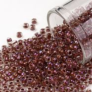 TOHO Round Seed Beads, Japanese Seed Beads, (186) Inside Color Luster Crystal/Terra Cotta Lined, 8/0, 3mm, Hole: 1mm, about 1110pcs/50g(SEED-XTR08-0186)