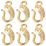 30Pcs Brass S-Hook Clasps, for Bracelet Making, Fish, Real 18K Gold Plated, 11x6x2.5mm, Hole: 1.2mm(KK-BBC0009-34)