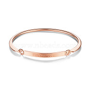 SHEGRACE Brass Bangle, with Forever Love, Rose Gold, 2-3/8 inchx1-7/8 inch(60x48mm)(JB442A)