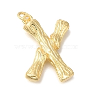 Rack Plating Brass Pendants, Long-Lasting Plated, Cadmium Free & Lead Free, Real 18K Gold Plated, with Jump Ring, Letter X, 36.5x25.5x6.3mm, Hole: 5mm(KK-I721-01G-X)