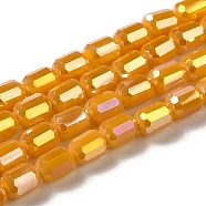 Electroplate Glass Beads Strands, Faceted, AB Color, Column, Dark Orange, 4x6mm, Hole: 1mm, about 80pcs/strand, 18.11''(46cm)(EGLA-D031-01M)
