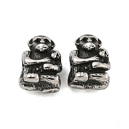 Animal 304 Stainless Steel Beads, Antique Silver, Monkey, 11x8x6mm, Hole: 1.8mm(STAS-E214-11AS-09)