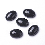 Natural Black Agate Cabochons, Oval, 7x5x2~3mm(G-F605E-09B)