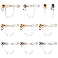 20Pcs 2 Colors Plastic Clip-on Earring Findings, with Shell Pearl & 316 Surgical Stainless Steel Findings & Loops, Golden & Stainless Steel Color, 17.5x11.5x3mm, Hole: 1.4mm, 10Pcs/color(STAS-SC0004-91)