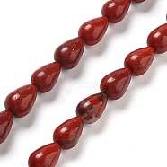 Natural Red Rainbow Jasper Beads Strands, Teardrop, 9x6mm, Hole: 1.2mm, about 44pcs/strand, 15.75''(40cm)(G-B106-A33-01)