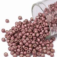 TOHO Round Seed Beads, Japanese Seed Beads, Frosted, (553F) Matte Galvanized Pink, 8/0, 3mm, Hole: 1mm, about 220pcs/10g(X-SEED-TR08-0553F)