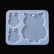 Owl Pendant Silicone Molds, Resin Casting Molds, For UV Resin, Epoxy Resin Jewelry Making, White, 85x103x5.5mm, Owl: 36.5x29.5mm and 65x61.5mm(DIY-I026-23)