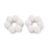 Opaque Acrylic Bead Frame, Faceted, Flower, White, 23x23.5x8mm, Hole: 2.5mm, Inner Diameter: 7mm, about 273pcs/500g(SACR-L007-030)