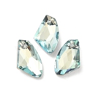 Electroplated Glass Pendants, Back Plated, Faceted, Polygon, Light Blue, 19x11x5mm, Hole: 1.2mm(X-EGLA-M029-04-04)