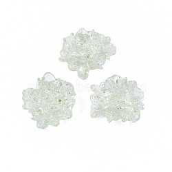 Transparent Acrylic Cabochons, with Glitter Powder, Flower, Pale Green, 25x22.5x10.5mm(TACR-N006-16-A04)