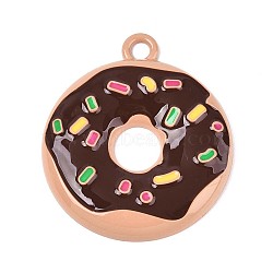 Spray Painted Alloy and Enamel Big Pendants, Donut, Cadmium Free & Nickel Free & Lead Free, Coconut Brown, 57x49.5x6mm, Hole: 5mm(PALLOY-T092-85A)