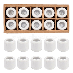 Porcelain Candle Holder, Round Candlestick Base, White, 3.2x3.25cm, Inner Diameter: 1.75cm, 10pcs/set(AJEW-WH0332-78A)