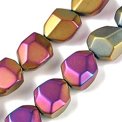 Electroplate Glass Beads Strands, Frosted, Faceted Polygon, Magenta, 12.5x9.5x7mm, Hole: 1mm, about 50pcs/strand, 23.86 inch(60.6cm)(EGLA-C009-01A-FP01)