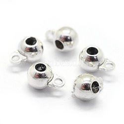 Anti-Tarnish Rhodium Plated 925 Sterling Silver Tube Bails, Loop Bails, Bail Beads, with Rubber Inside, Slider Beads, Round, Platinum, 6x4x3mm, Hole: 1.2mm and 1.5mm(STER-I016-126A)