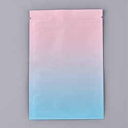 Gradient Color Plastic Zip Lock Bags, Resealable Aluminum Foil Food Storage Bags, Self Seal Bags, Rectangle, Blue, 15x10.1cm, Unilateral Thickness: 3.9 Mil(0.1mm)(OPP-P002-A01)