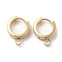 201 Stainless Steel Huggie Hoop Earrings Findings, with Vertical Loop, with 316 Surgical Stainless Steel Earring Pins, Ring, Real 24K Gold Plated, 13x4mm, Hole: 2.7mm, Pin: 1mm(STAS-A167-01S-G)