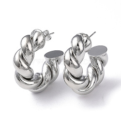 Rack Plating Brass Twist Rope Stud Earrings for Women, Cadmium Free & Lead Free, Platinum, 34.5x31x11mm, Pin: 0.7mm(EJEW-M215-01P)