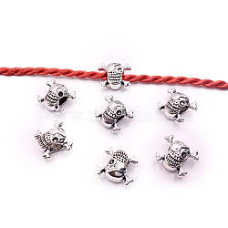 Halloween Theme Tibetan Style Alloy Beads, Large Hole Beads, Skull, Antique Silver, 15x12x8mm, Hole: 5mm, 100pcs/bag(HAWE-PW0001-174A)