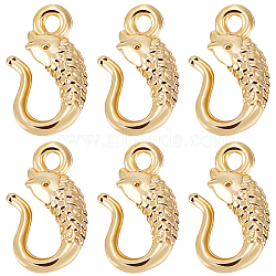 30Pcs Brass S-Hook Clasps, for Bracelet Making, Fish, Real 18K Gold Plated, 11x6x2.5mm, Hole: 1.2mm(KK-BBC0009-34)