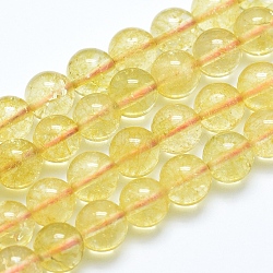 Natural Citrine Beads Strands, Round, Dyed & Heated, 6mm, Hole: 0.8mm, about 72pcs/strand, 15.7 inches(40cm)(G-E483-12-6mm)