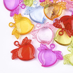 Transparent Acrylic Pendants, Peach, Mixed Color, 30x32x7.5mm, Hole: 3mm, about 175pcs/500g(TACR-S133-039)