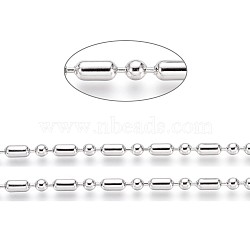 304 Stainless Steel Ball Chains, Stainless Steel Color, Column: 6x3mm, Ball: 3mm(CHS-L024-025A)