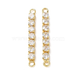 Rack Plating Brass Pave Cubic Zirconia Connector Charms, Rectangle Links, Lead Free & Cadmium Free, Real 18K Gold Plated, Long-Lasting Plated, Clear, 30x3x3mm, Hole: 1.6mm(KK-D044-01A-G-01)