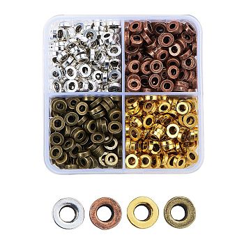 Tibetan Style Alloy Beads, Lead Free and Cadmium Free, Donut, Mixed Color, 6x2mm, Hole: 2.5mm, 140pcs/color, 4 colors, 560pcs/box